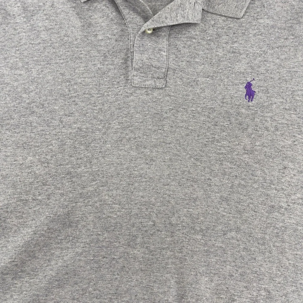Polo Ralph Lauren Mens Polo Shirt XL Gray Purple Logo‎ Short Sleeve Casual